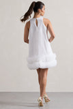 Raise A Glass White A-Line Mini Dress With Tulle Hem