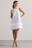 Raise A Glass White A-Line Mini Dress With Tulle Hem