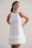 Raise A Glass White A-Line Mini Dress With Tulle Hem
