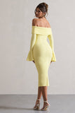 Emma Lemon Bardot Flared-Sleeve Midi Dress