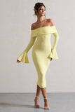 Emma Lemon Bardot Flared-Sleeve Midi Dress