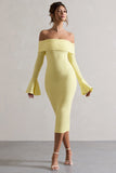 Emma Lemon Bardot Flared-Sleeve Midi Dress