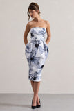 Chateau Mono Print Bandeau Midi Dress