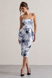 Chateau Mono Print Bandeau Midi Dress