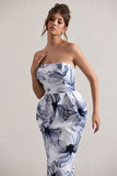 Chateau Mono Print Bandeau Midi Dress