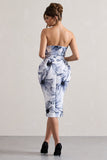 Chateau Mono Print Bandeau Midi Dress