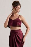 Fawn Plum Satin Cami Crop Top