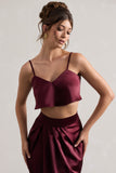 Fawn Plum Satin Cami Crop Top