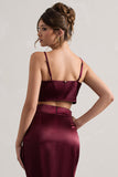 Fawn Plum Satin Cami Crop Top
