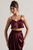 Fawn Plum Satin Cami Crop Top
