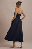 Annalise Navy Bandeau Skater Midi Dress