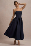 Annalise Navy Bandeau Skater Midi Dress