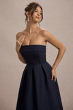 Annalise Navy Bandeau Skater Midi Dress