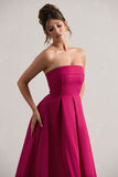 Annalise Hot Pink Bandeau Skater Midi Dress