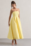 Annalise Lemon Bandeau Skater Midi Dress