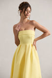 Annalise Lemon Bandeau Skater Midi Dress