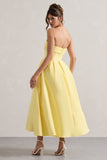 Annalise Lemon Bandeau Skater Midi Dress