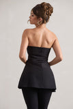 Success Black Bandeau High-Low Tie-Waist Top