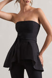 Success Black Bandeau High-Low Tie-Waist Top