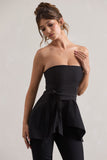 Success Black Bandeau High-Low Tie-Waist Top