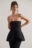 Success Black Bandeau High-Low Tie-Waist Top