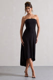 Ariela Black Bandeau High-Low Midi Dress
