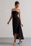 Ariela Black Bandeau High-Low Midi Dress