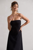 Ariela Black Bandeau High-Low Midi Dress