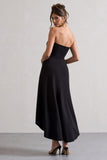 Ariela Black Bandeau High-Low Midi Dress
