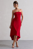 Ariela Red Bandeau High-Low Midi Dress