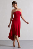 Ariela Red Bandeau High-Low Midi Dress