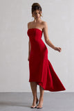 Ariela Red Bandeau High-Low Midi Dress