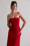 Ariela Red Bandeau High-Low Midi Dress