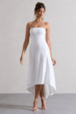 Ariela White Bandeau High-Low Midi Dress