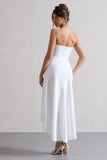 Ariela White Bandeau High-Low Midi Dress