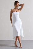 Ariela White Bandeau High-Low Midi Dress