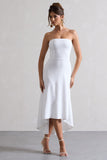 Ariela White Bandeau High-Low Midi Dress