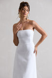 Ariela White Bandeau High-Low Midi Dress