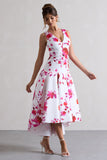 Amoret Pink Floral Print Plunge-Neck Maxi Dress With Volume Hem