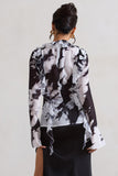 Milan Monochrome Floral Print Ruffle Tie-Front Blouse