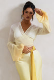 Sun Seeker Yellow Ombre Flared-Sleeve Wrap Top