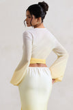 Sun Seeker Yellow Ombre Flared-Sleeve Wrap Top