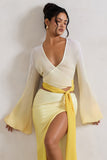Sun Seeker Yellow Ombre Flared-Sleeve Wrap Top