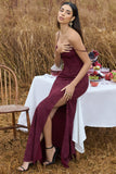 Intimacy Plum Lace Corset Split Maxi Dress