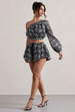 At Last Black Lace Tie Waist Shorts