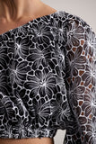 Last Request Black Lace Asymmetric One-Sleeve Crop-Top