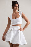 Estela White Lace Square-Neck Crop Top