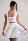 Estela White Lace Square-Neck Crop Top