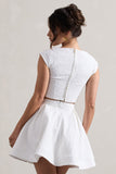 Estela White Lace Square-Neck Crop Top