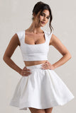 Estela White Lace Square-Neck Crop Top